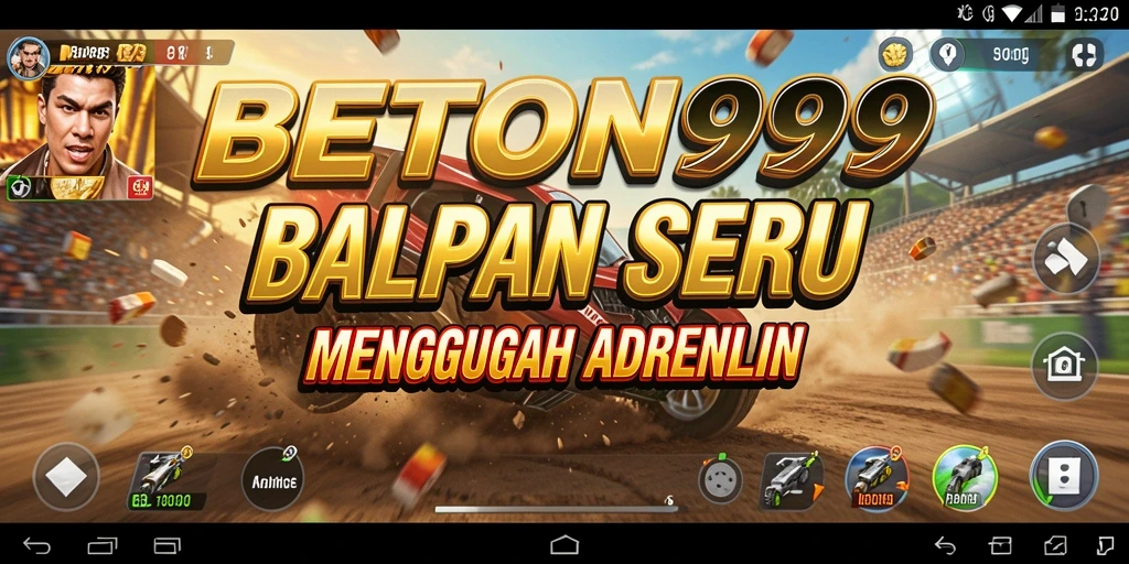 Tampilan gameplay yang intens di BETON999 saat balapan.