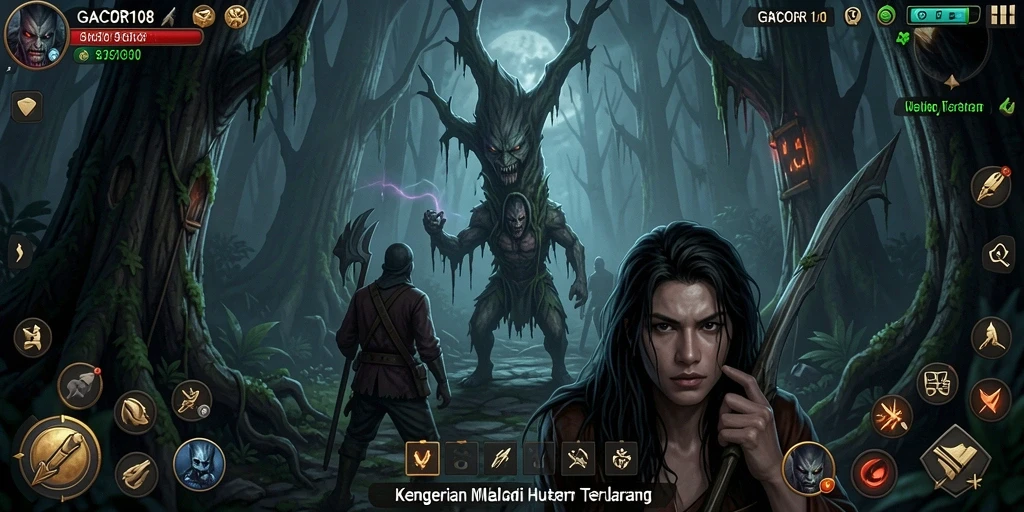 Screenshot gameplay GACOR108 dengan suasana horror yang mencekam.
