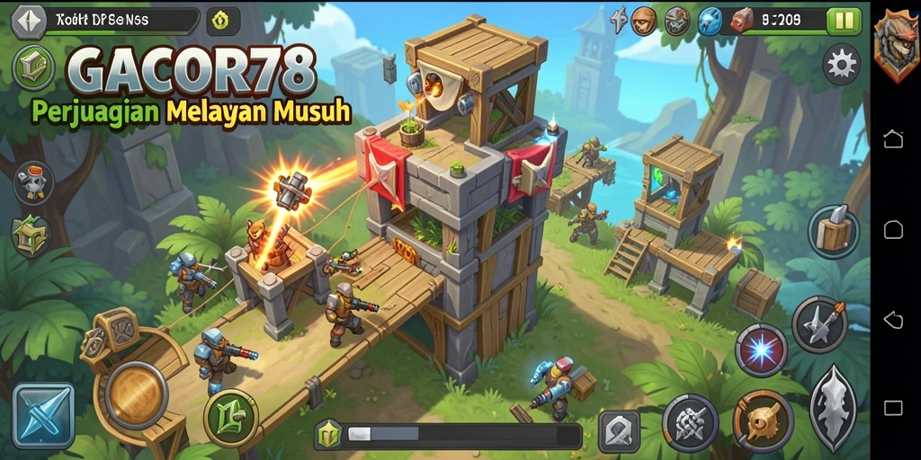 Screenshot gameplay GACOR78 menampilkan aksi seru Tower Defense.