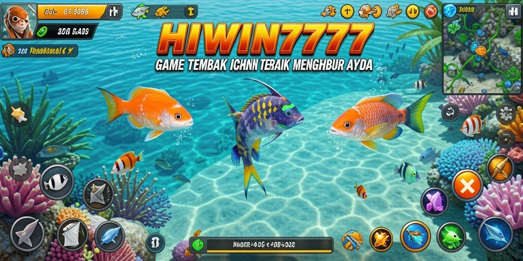 Screenshot gameplay HIWIN777 menampilkan serunya menembak ikan.