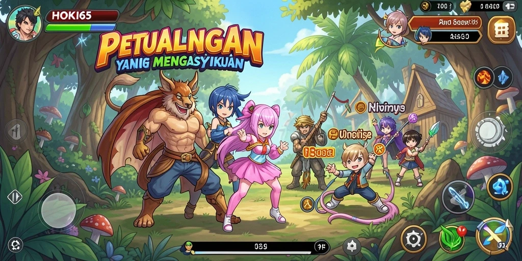 Screenshot utama HOKI65 menampilkan karakter Anime yang sedang bertarung.