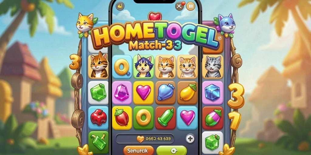 Tampilan gameplay menarik dari HOMETOGEL yang penuh warna.