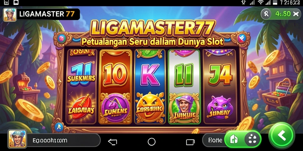 Tampilan gameplay menarik LIGAMASTER77 yang penuh warna.