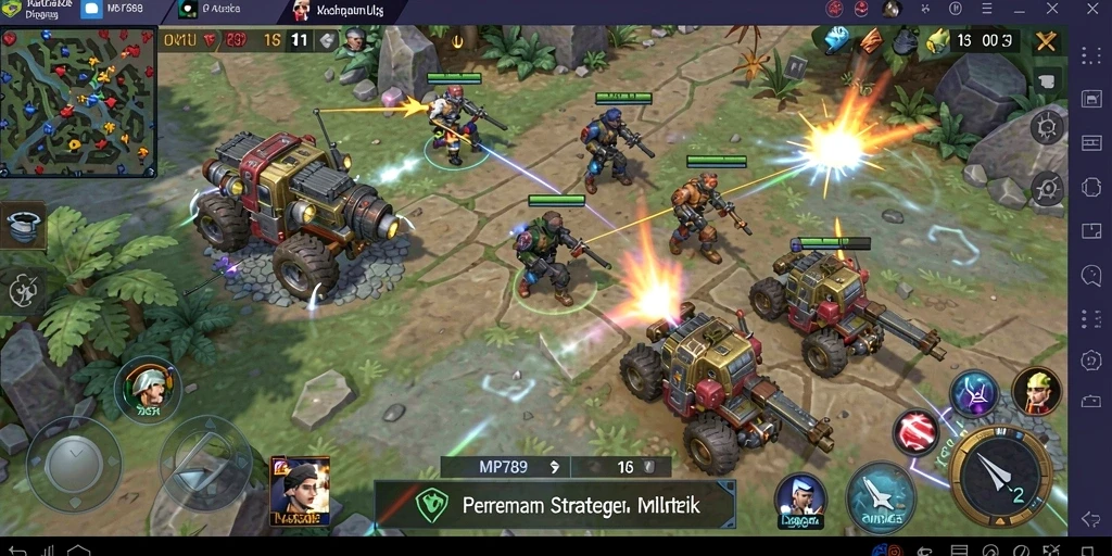 Tangkapan layar gameplay MVP789 yang menunjukkan pertempuran strategis.