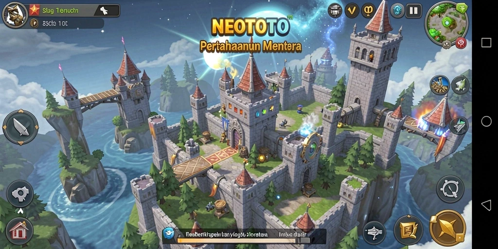 Tampilan gameplay NEOTOTO yang menegangkan dan seru dalam Tower Defense.
