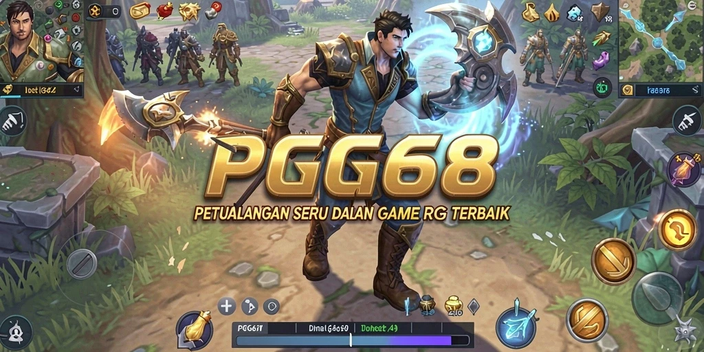 Tampilan gameplay seru PGG68 dengan karakter petualang yang beraksi.