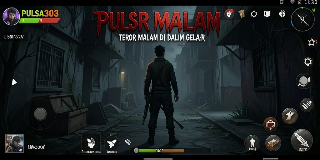 Tangkapan layar gameplay PULSA303 menunjukkan suasana gelap dan mencekam.