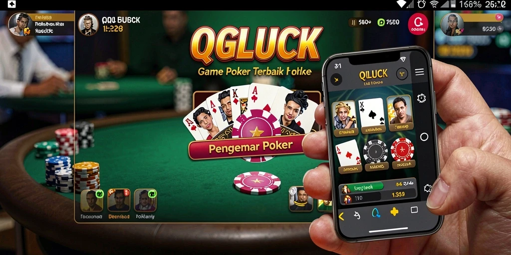 Tampilan gameplay poker yang menarik dan mendebarkan di QGLUCK.