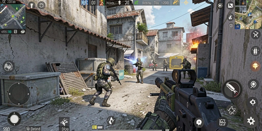 Screenshot gameplay S80 menampilkan aksi pertempuran intens dan grafis yang menawan.